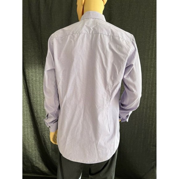 Eton Men's Shirt Lilac Button Up Long Sleeve Slim Fit Cotton Casual Dress 44 - Picture 6 of 10
